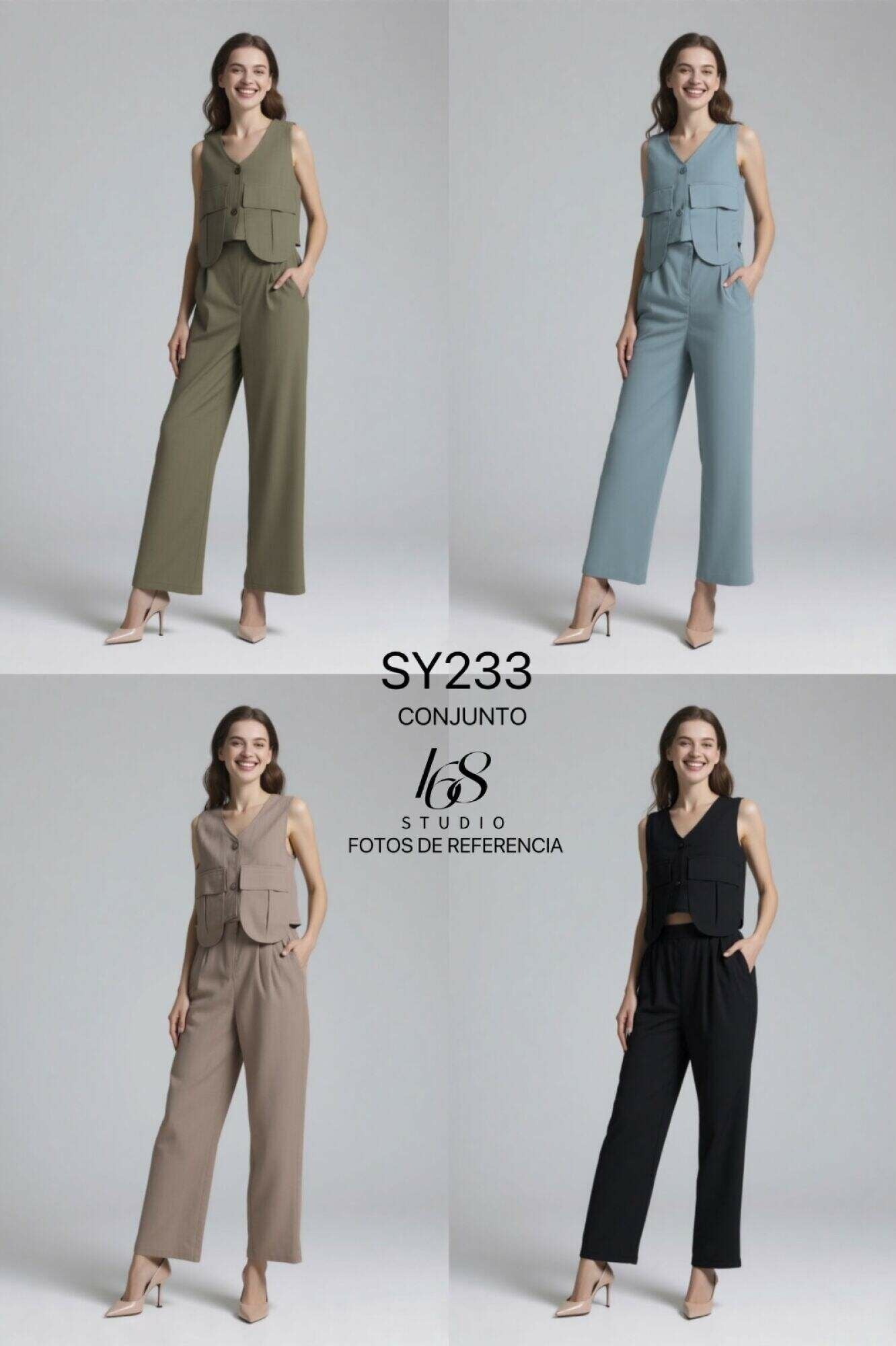 Chaleco sin mangas de escote en V y pantalones anchos de talle alto | Elegante y pulcro para oficina