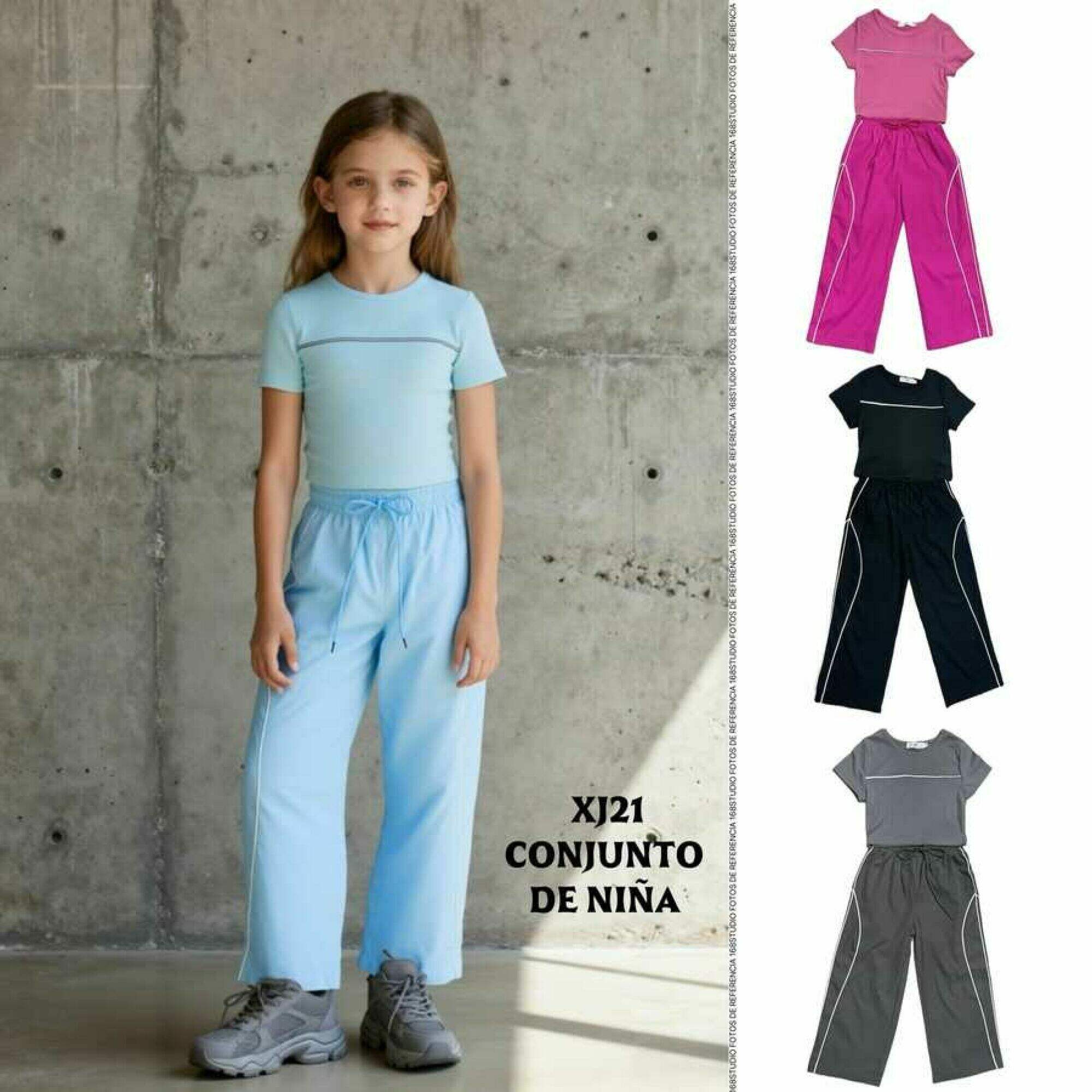 Camiseta de manga corta con detalles de líneas + pantalones anchos con cordón, estilo deportivo y casual