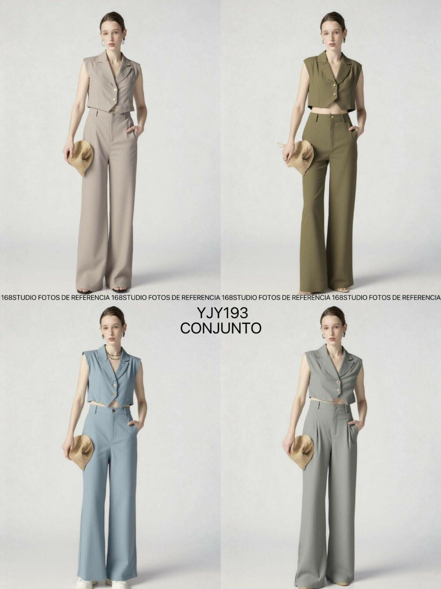 Conjunto de chaleco sin mangas y pantalones anchos de estilo sastre