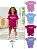 Camiseta de manga corta + shorts con estampado de letras "WELLNESS SELF LOVE", estilo deportivo y casual