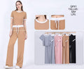 Conjunto de manga corta y pantalones anchos con ribetes de contraste