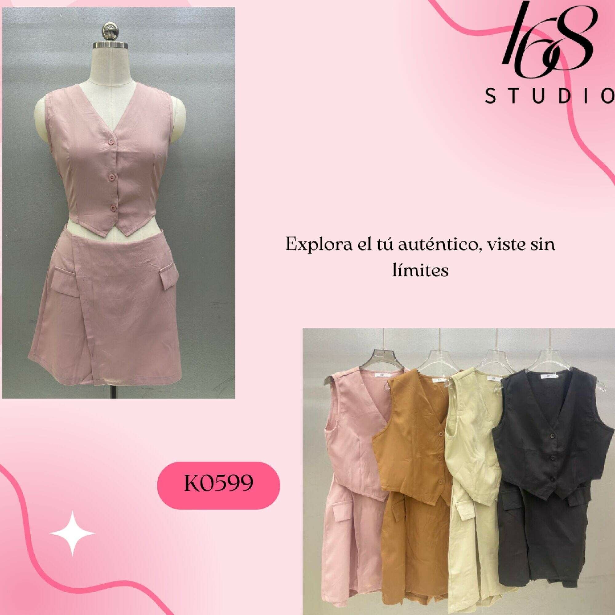 Conjunto de chaleco corto sin mangas y falda irregular, estilo atrevido y dulce