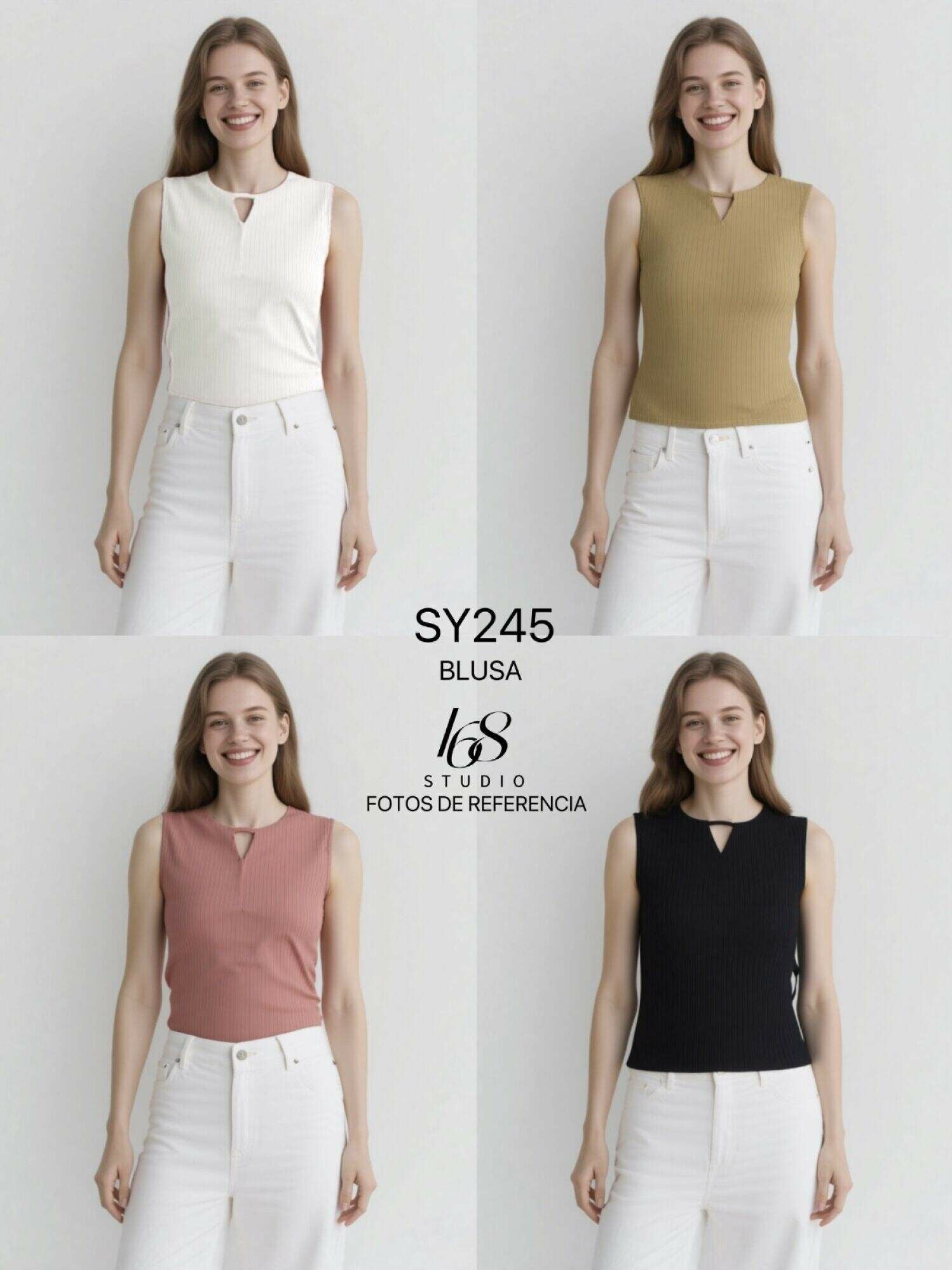 Top de Punto Sin Mangas con Cuello en V Minimalista, Ajustado y Elegante