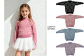 Jersey de punto para niña con patrón geométrico, cuello redondo de manga larga de estilo retro