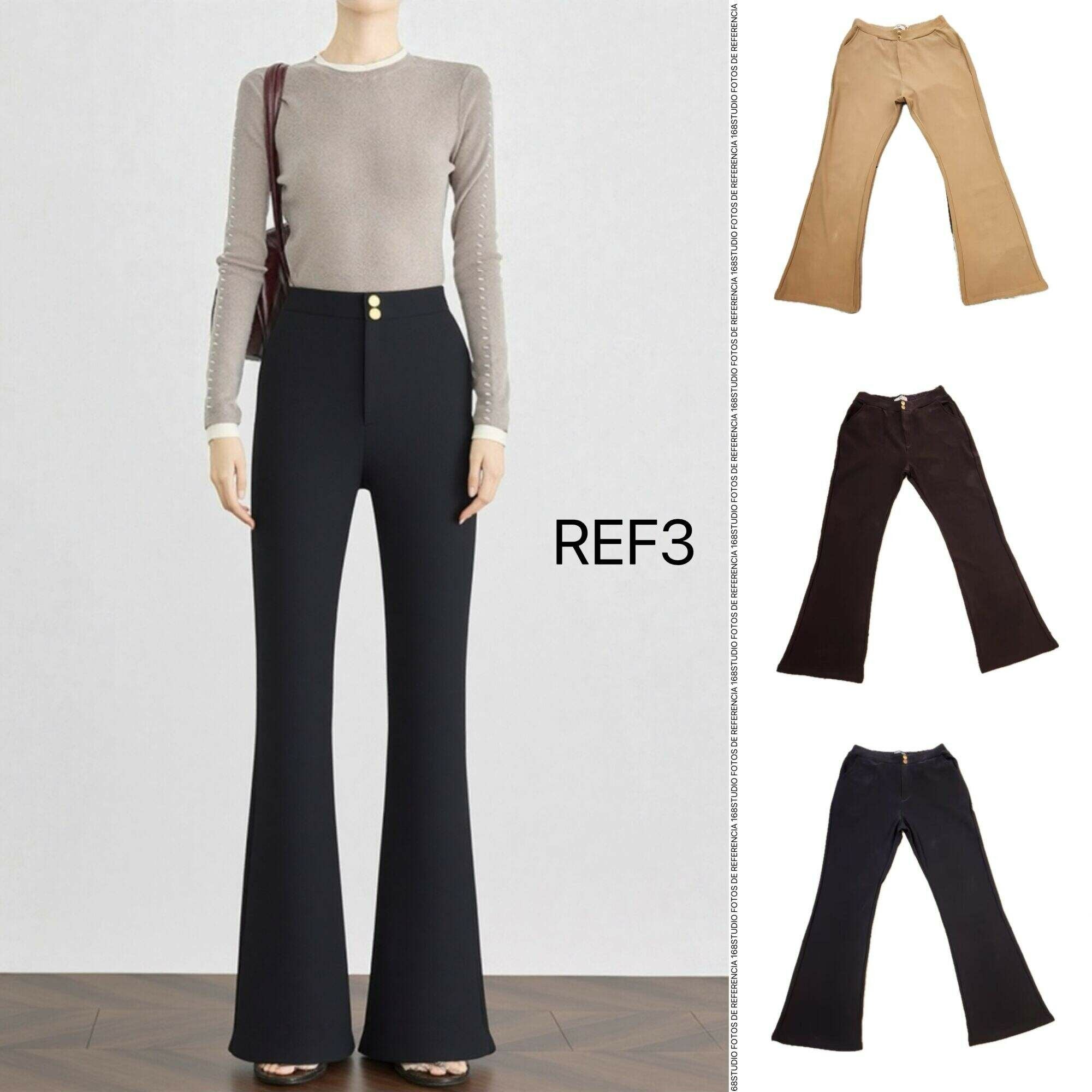Pantalones acampanados de talle alto con doble botón