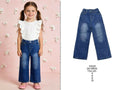 Jeans anchos de talle alto para niña XW29 con efecto desgastado