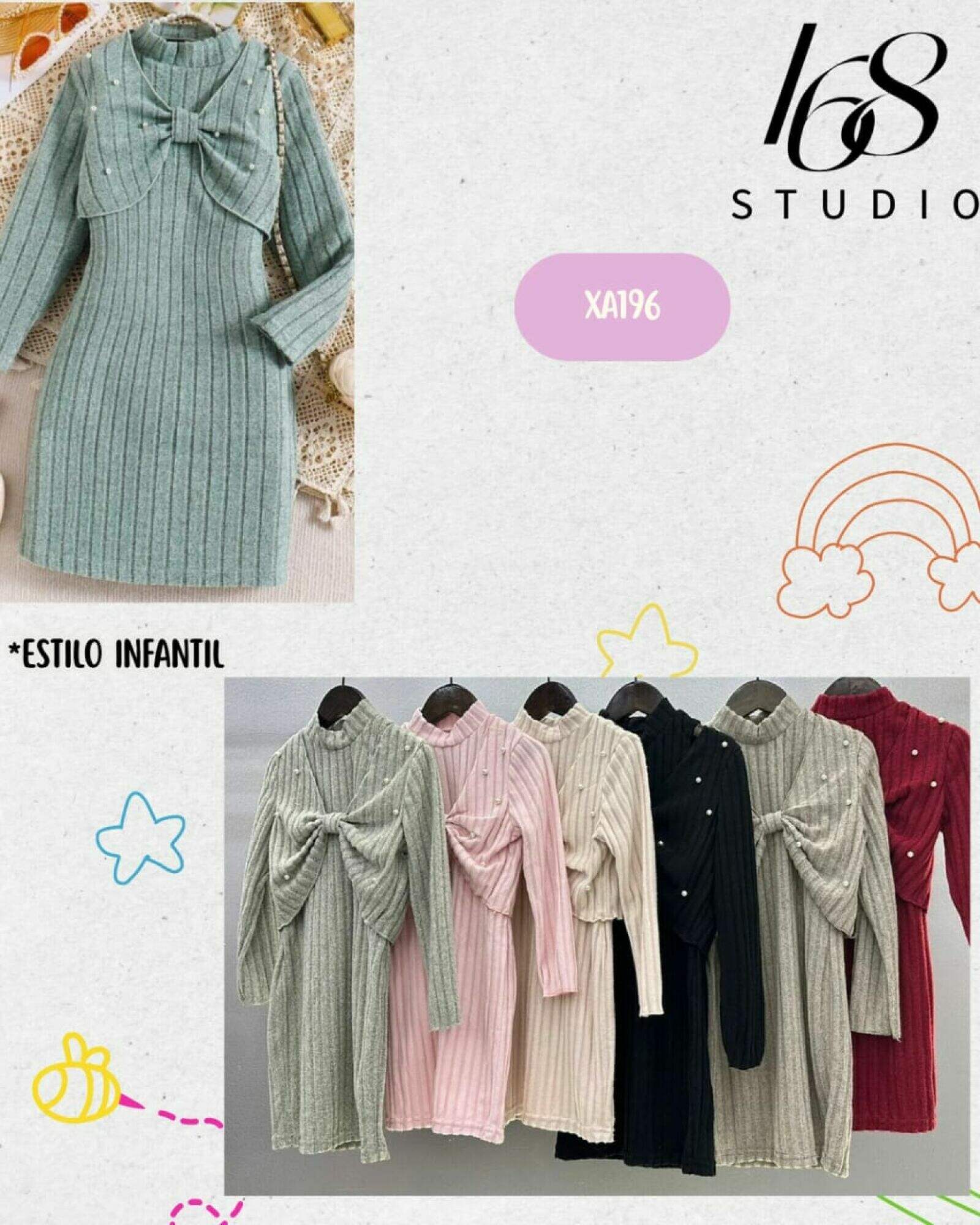 Conjunto de dos piezas para niña: vestido sin mangas de punto con lazo y perlas + chaqueta, estilo de princesa dulce