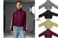 Chaqueta de cuello alto con cremallera, estilo retro americano con encaje