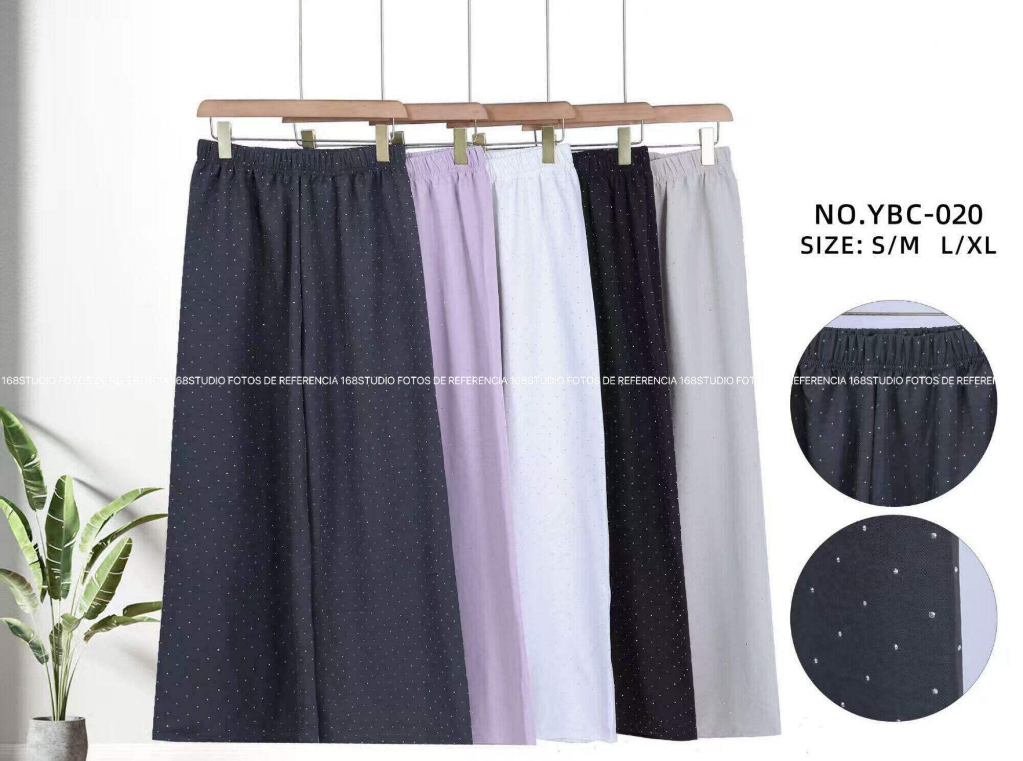 Pantalones anchos con lentejuelas y cintura elástica
