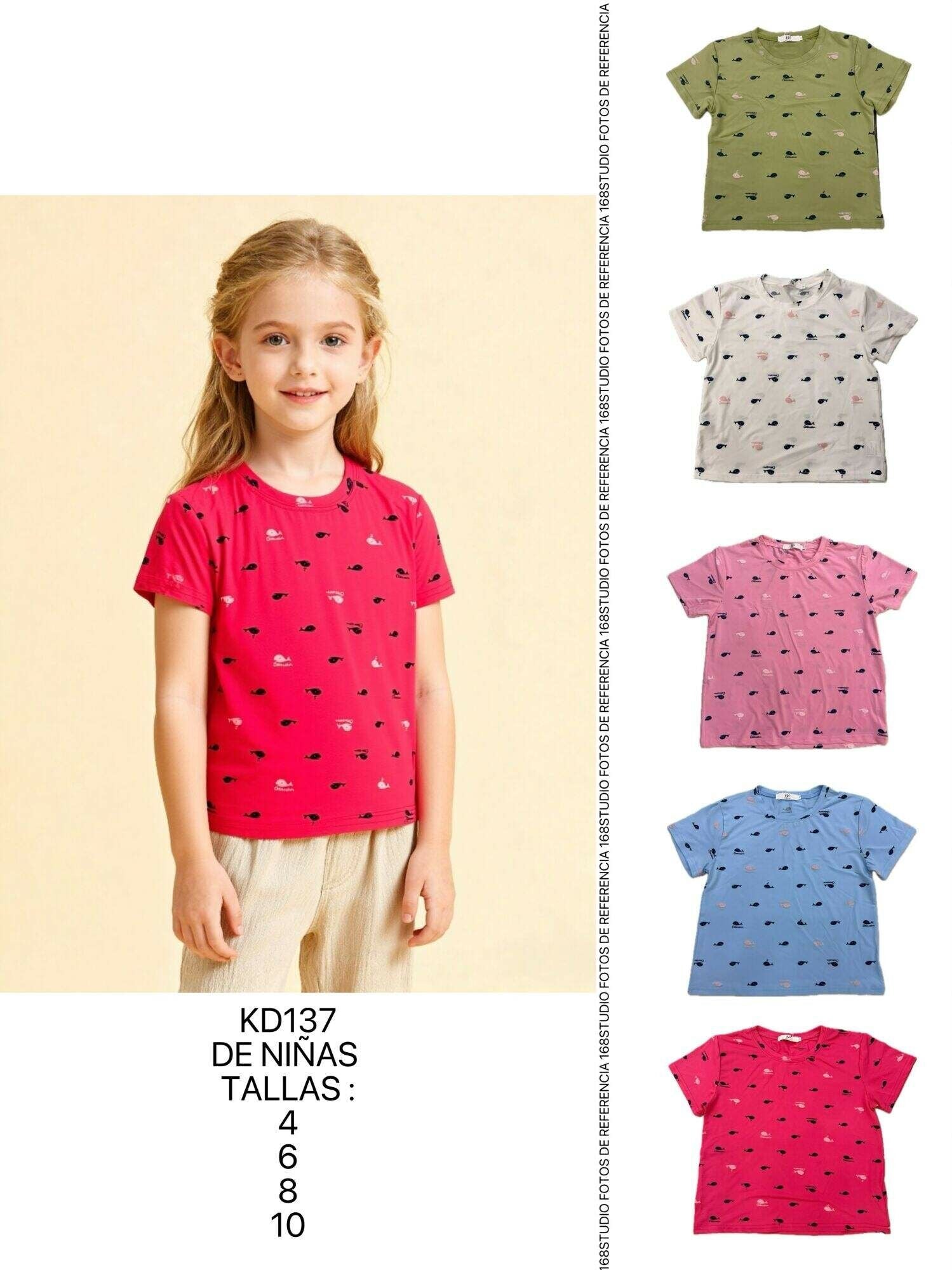 🐳¡Llena de diversión infantil! Camiseta de niña con estampado de ballenitos