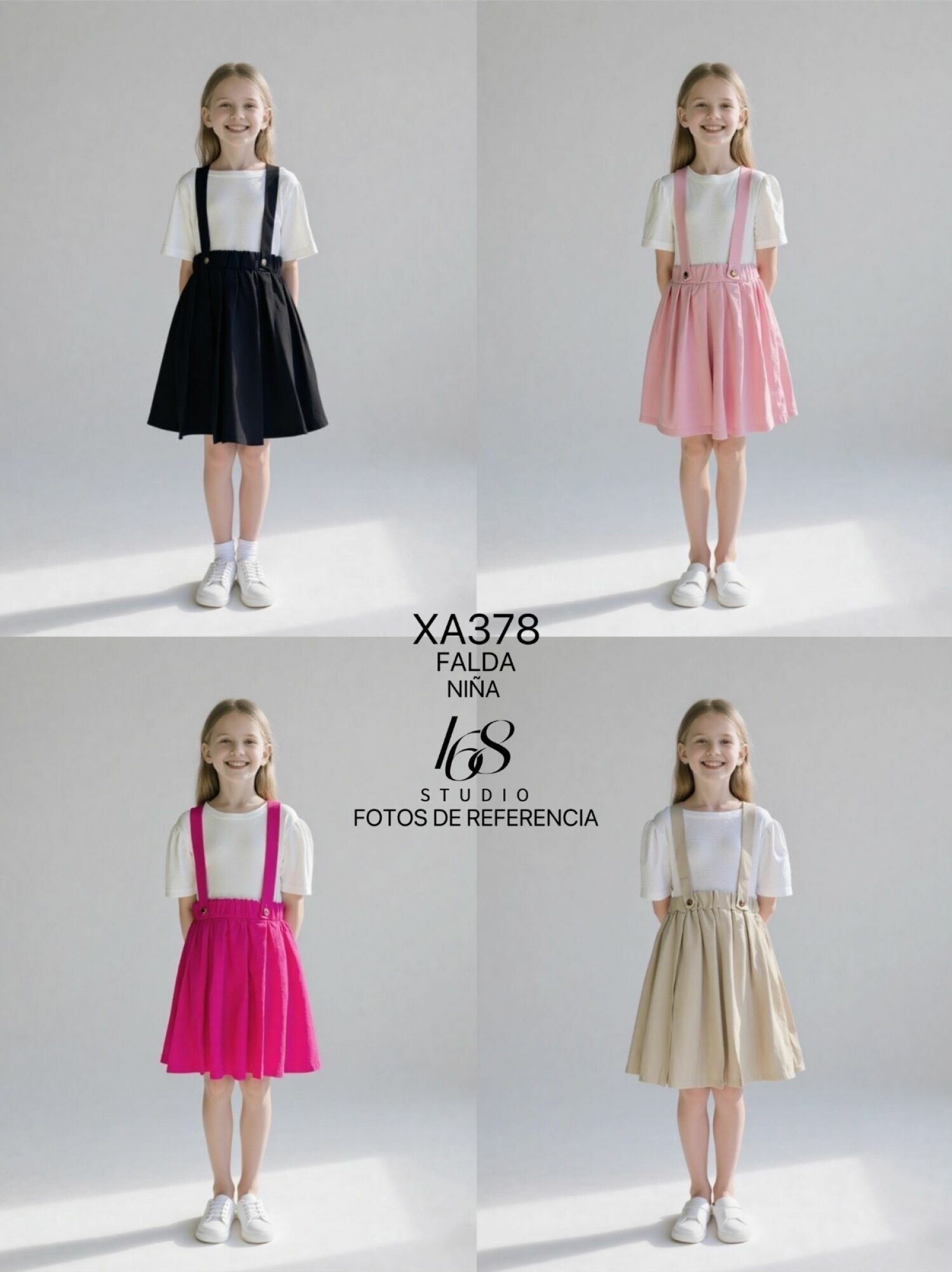 Falda de niña con tirantes, estilo colegial, múltiples colores