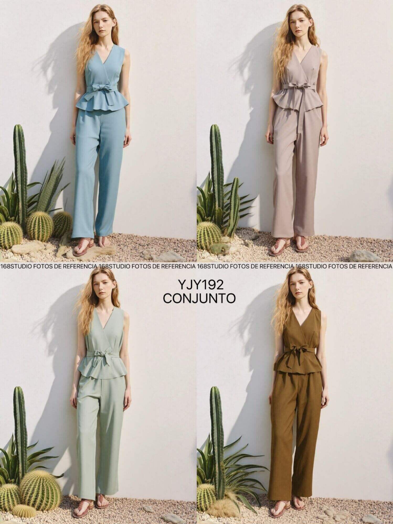Conjunto de chaleco sin mangas con volantes y pantalones anchos