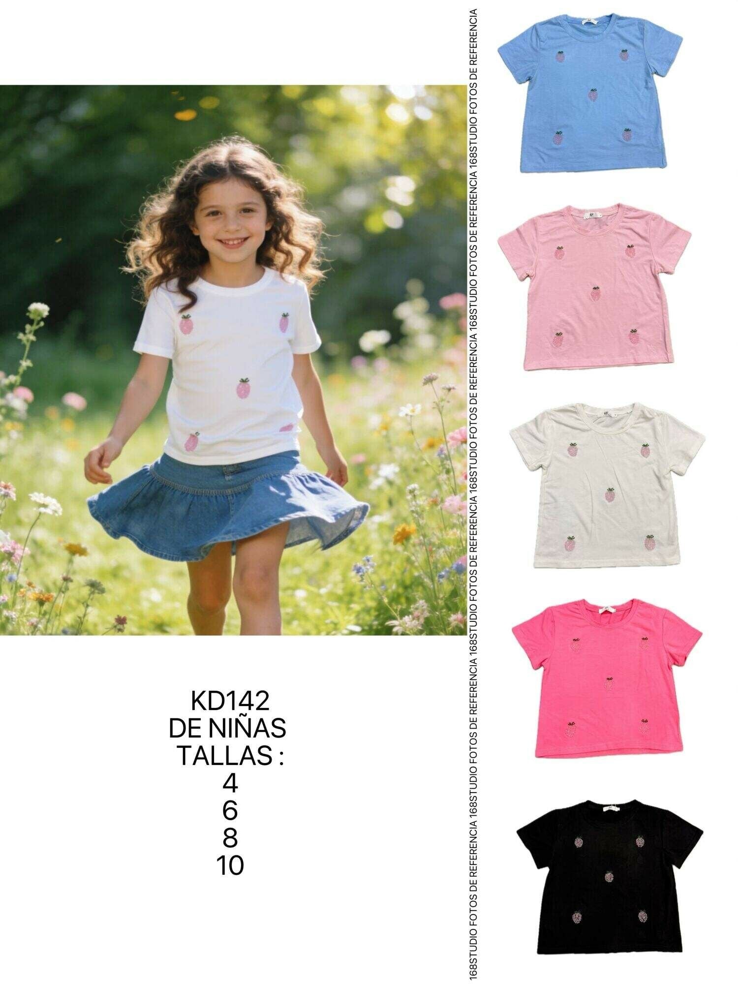 🍓¡Llena de energía! Camiseta de niña con estampado de fresa