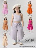 Conjunto de niña XA180 con top asimétrico y pantalones anchos