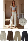 Pantalones anchos SJ30 con estampado floral y cintura elástica