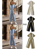 Striped Drawstring Waist Wide-Leg Jumpsuit