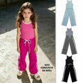 Conjunto XJ23 para niña: top de tirantes con ribetes y pantalones anchos con rayas laterales