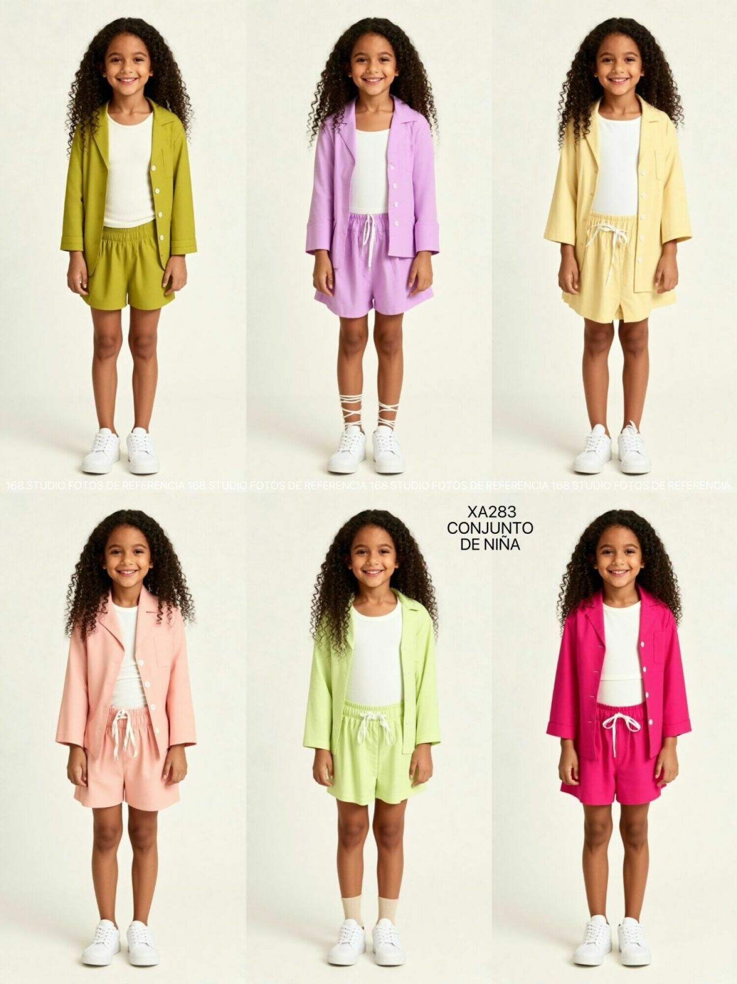 Conjunto XA283 para niña: blazer casual y shorts con cordón
