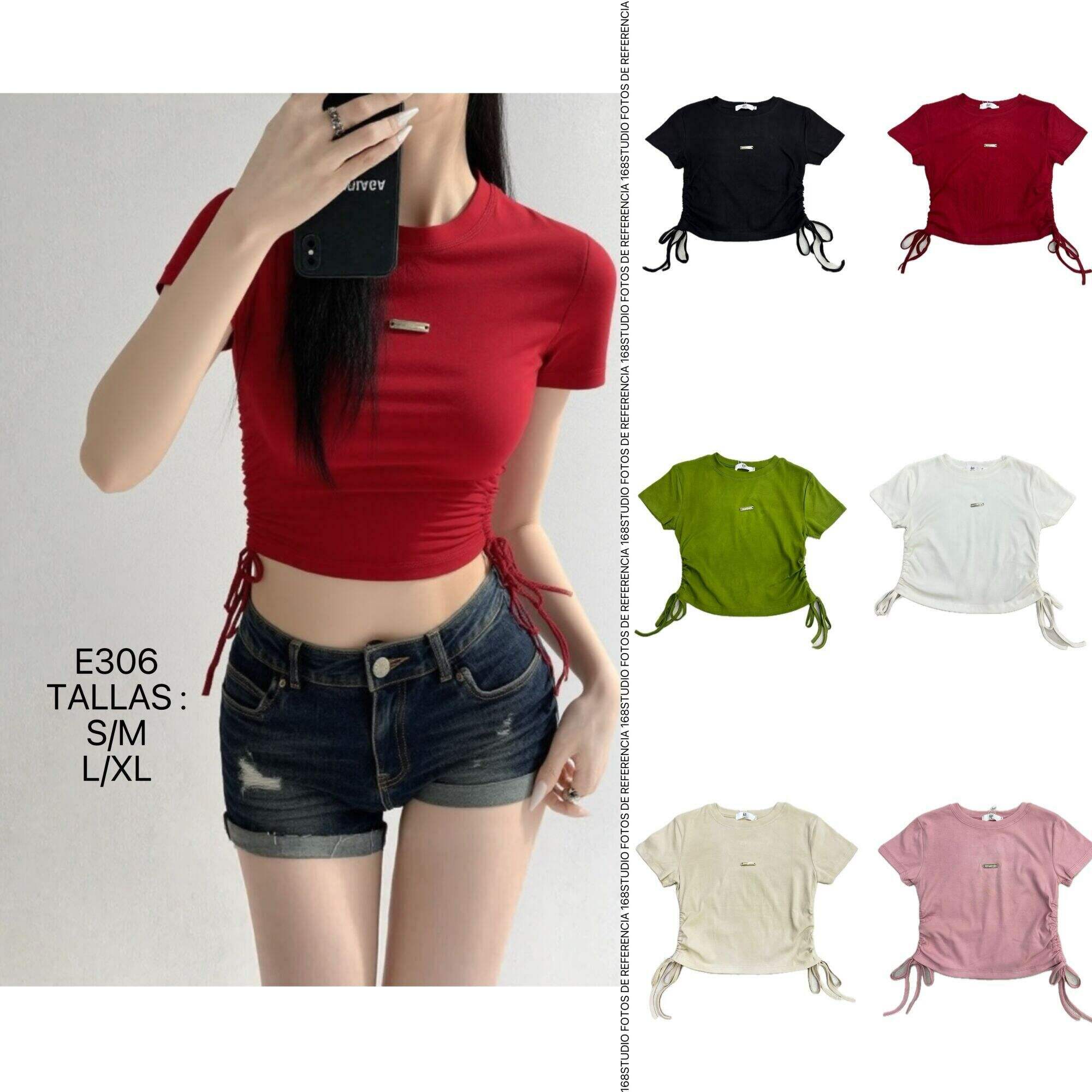 Crop Top con Cordón Lateral - Blusa ajustada de Verano para Mujer