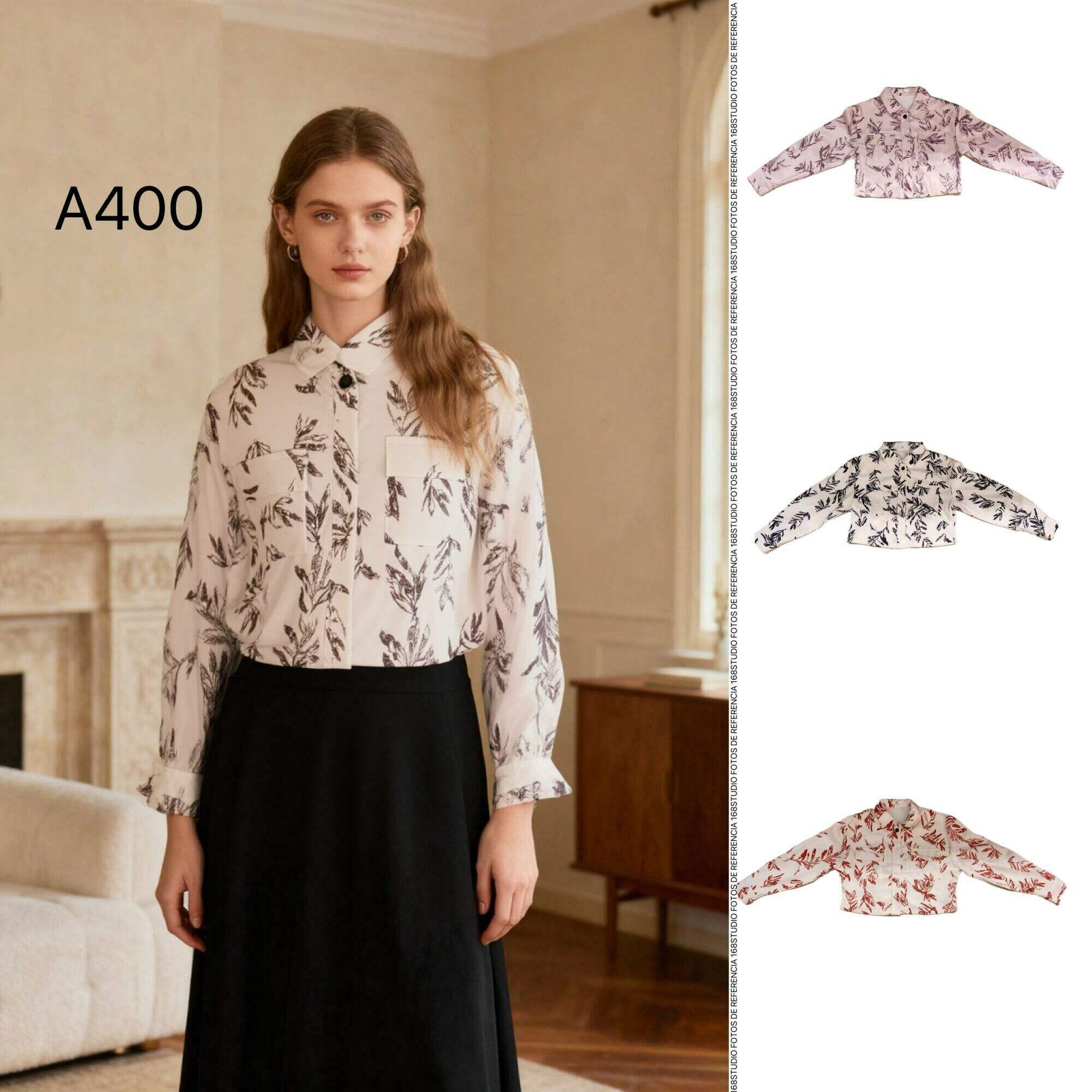 Chaqueta con estampado floral de acuarela, estilo francés elegante Descripción
