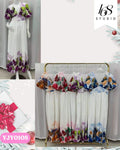 Vestido largo con estampado floral, cuello en V y volantes en los hombros Descripción