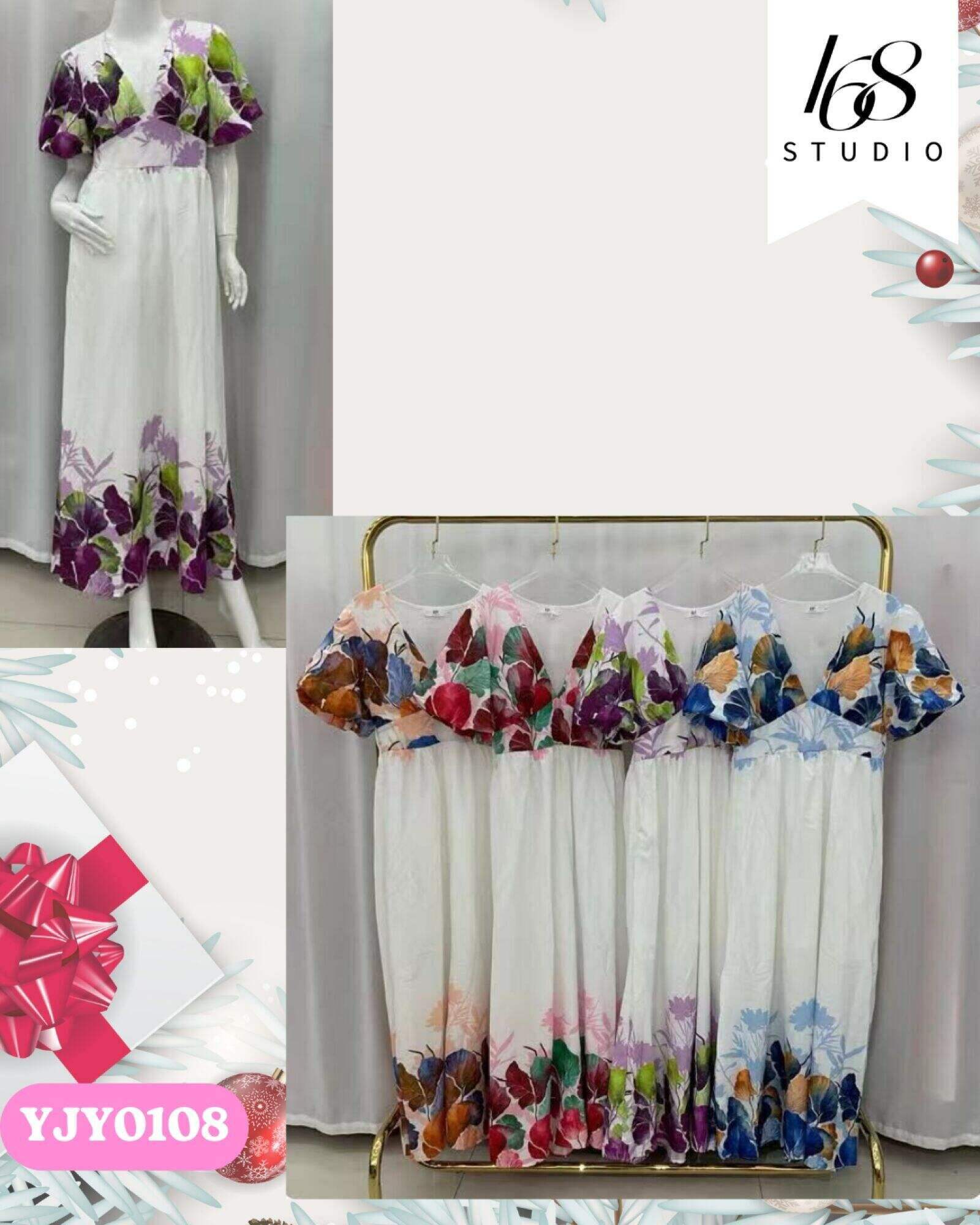 Vestido largo con estampado floral, cuello en V y volantes en los hombros Descripción