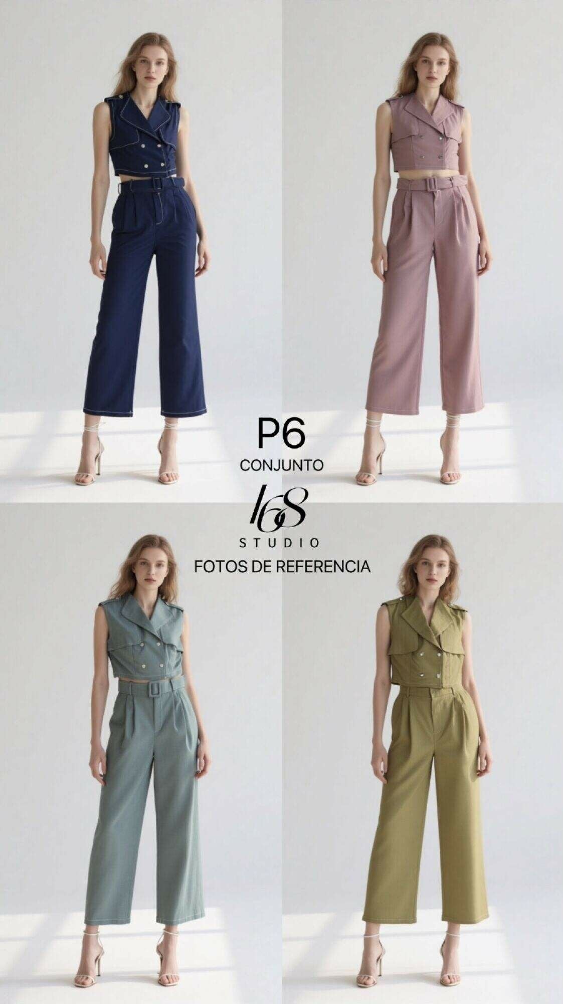 Conjunto de chaleco sin mangas y pantalones anchos de estilo blazer