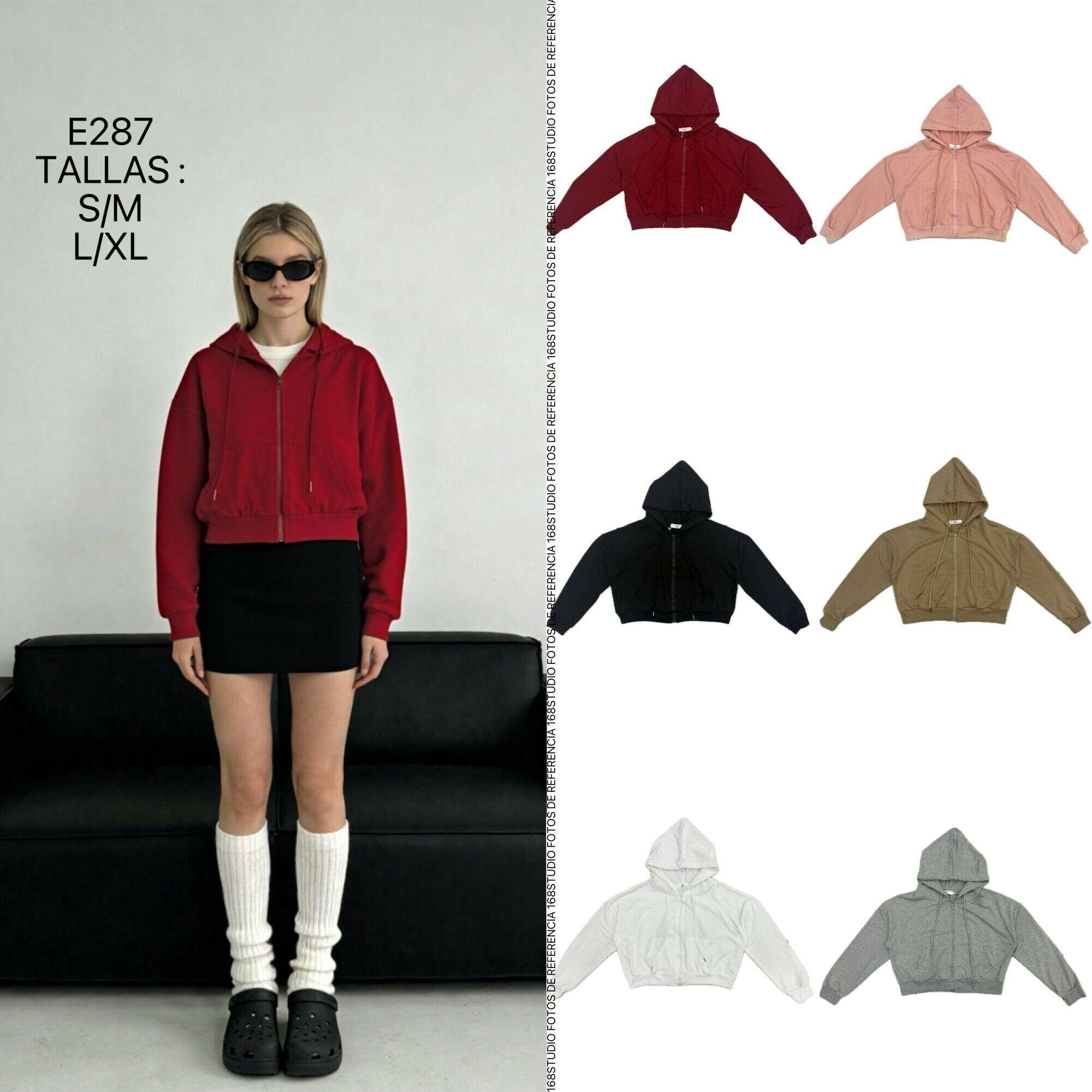 Sudadera con capucha corta estilo retro americano para mujer
