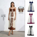 Vestido largo de tirantes con bordado floral, estilo bohemio Descripción