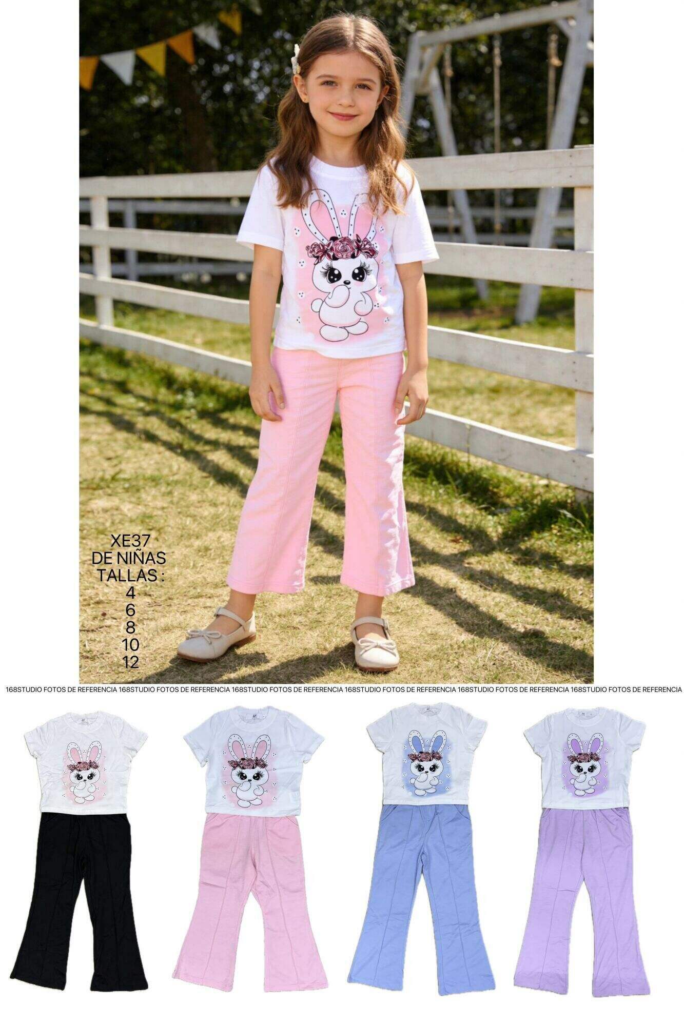 Conjunto para Niñas - Camiseta de Conejo + Pantalones Acampanados