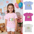 Camiseta de manga corta para niña con estampado de "LOVE", corazones y flores, dulce y juguetona