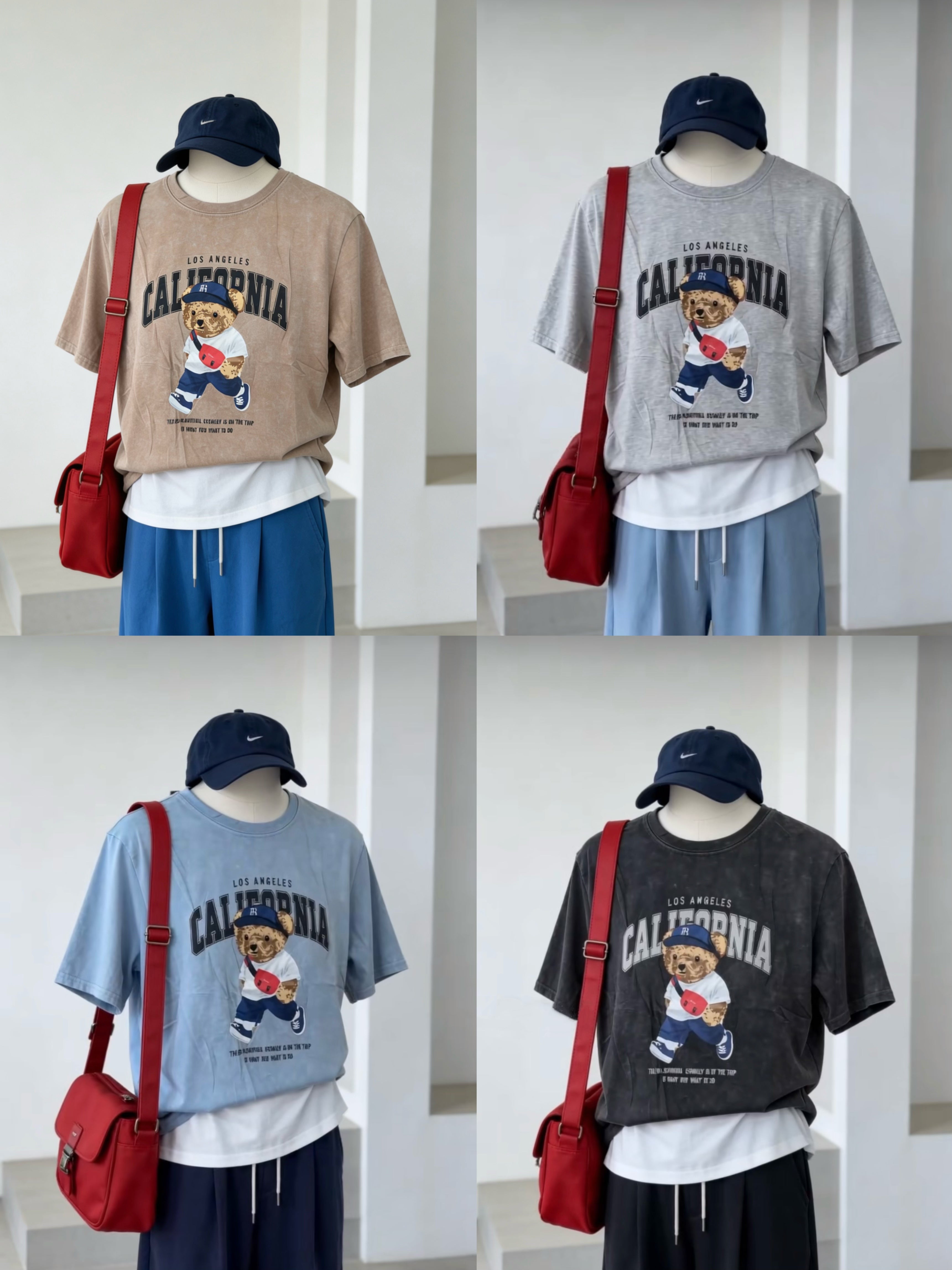 Camiseta vintage con estampado de oso