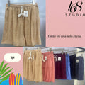 Short de Lino y Algodón con Textura
