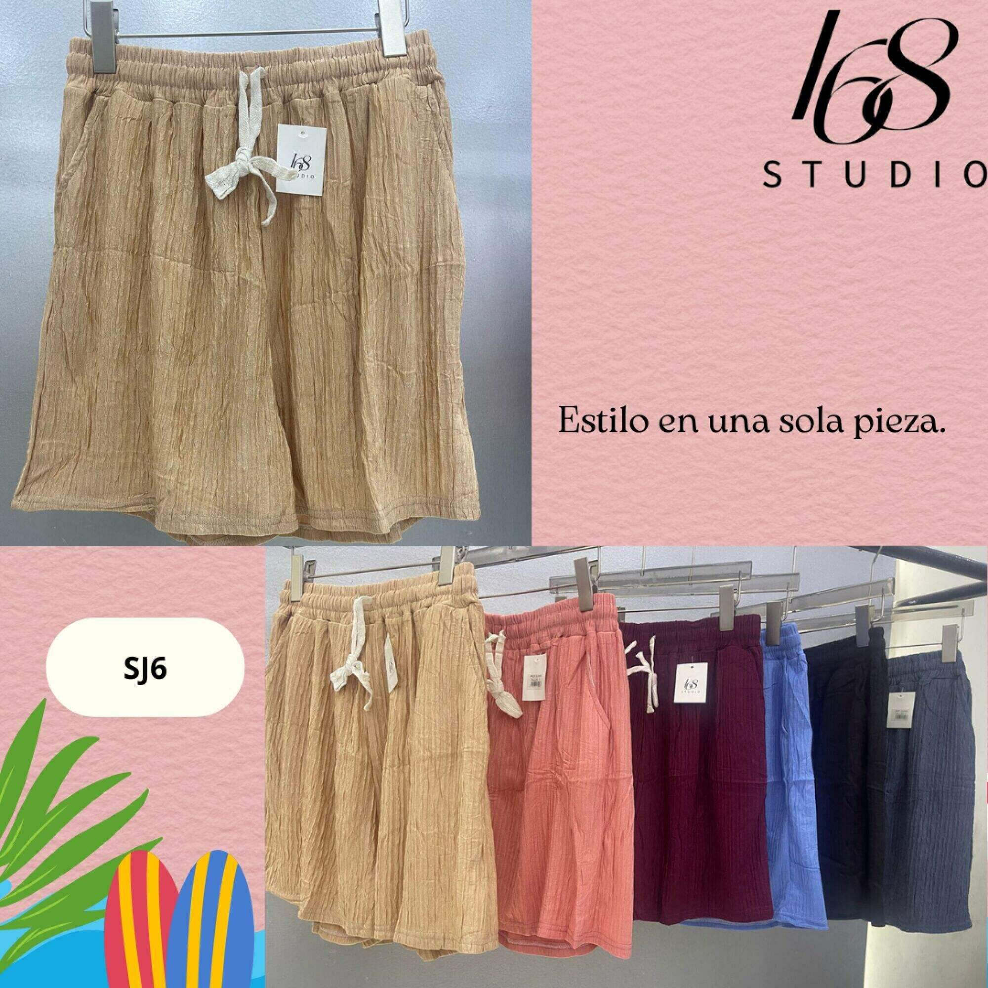 Short de Lino y Algodón con Textura