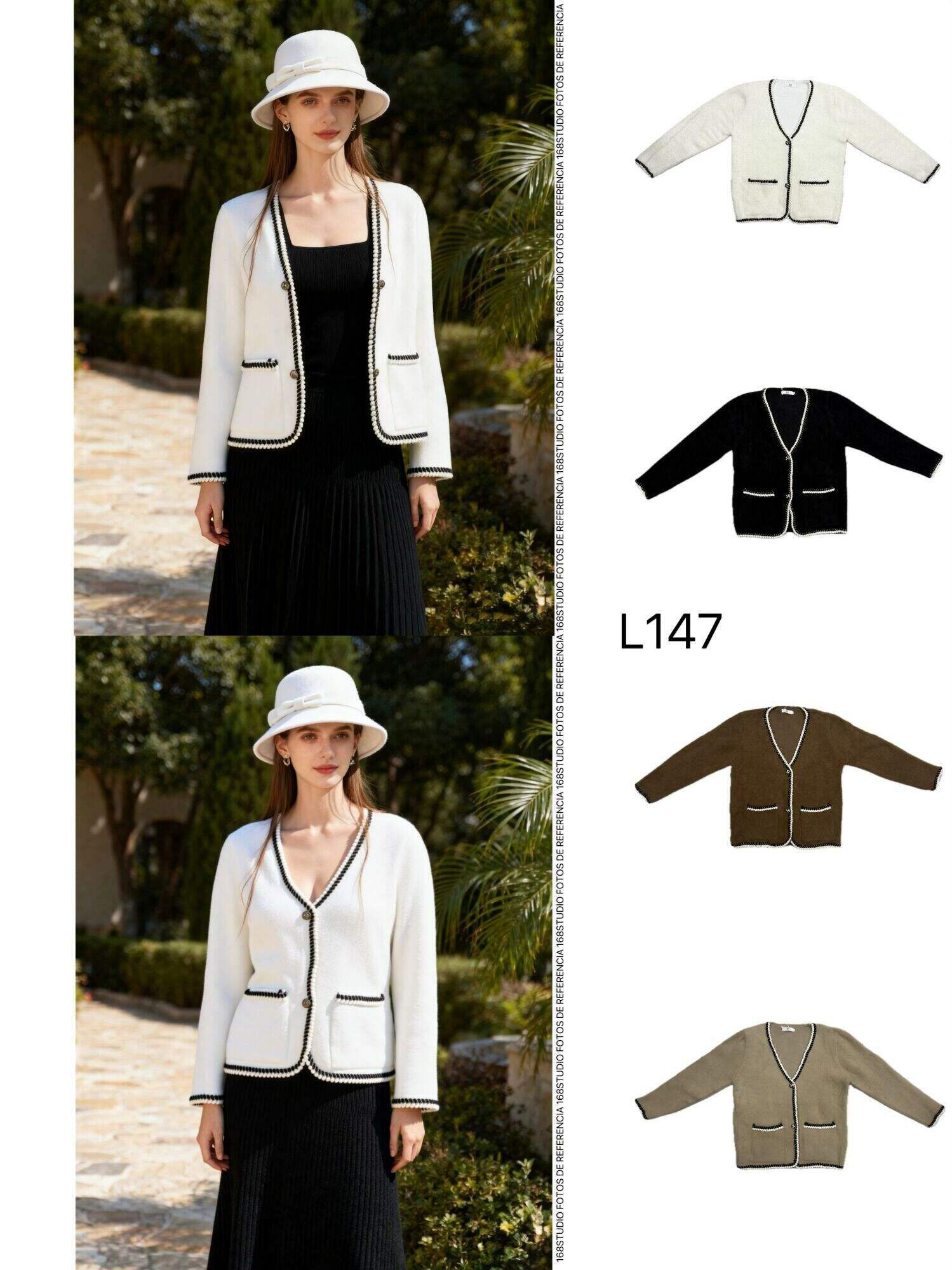 Cardigan de Punto con Detalles Contraste