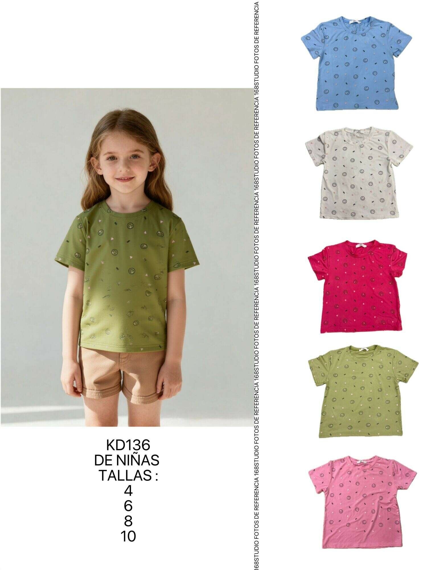 Camiseta de manga corta con estampado sonriente para niños