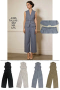 Conjunto de chaleco sin mangas y pantalones anchos para el trabajo