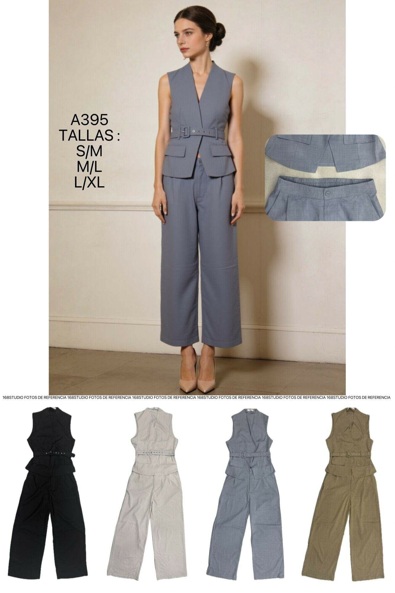 Conjunto de chaleco sin mangas y pantalones anchos para el trabajo