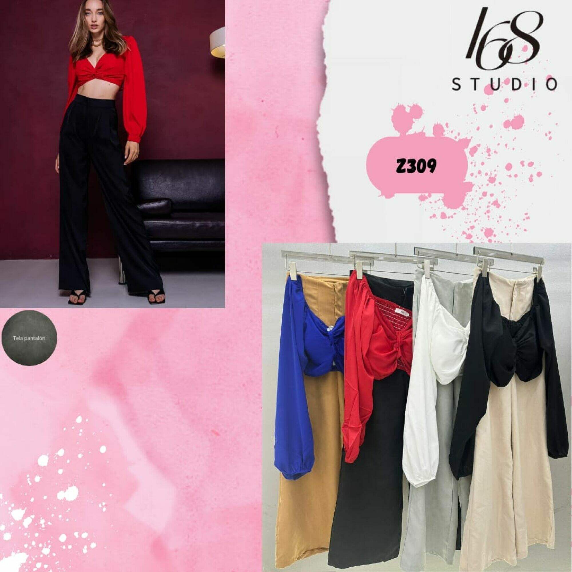 🔥¡Imprescindible para chicas alocadas! Conjunto de blusa de espalda descubierta y pantalones anchos