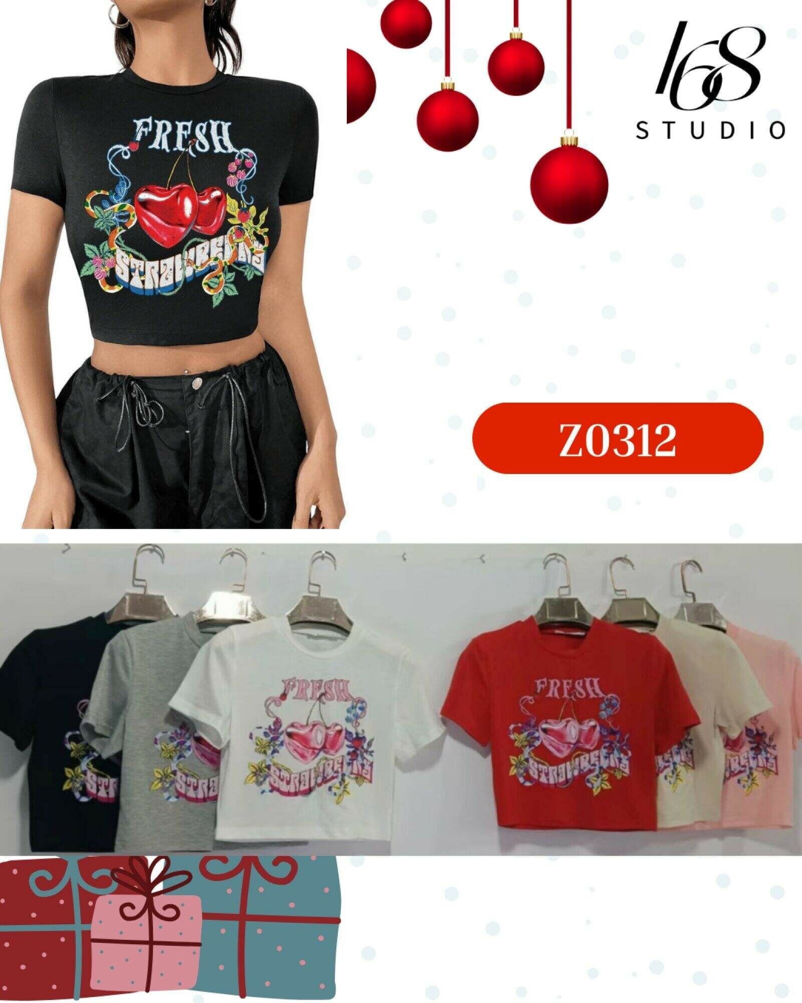 🍒¡Estilo americano dulce! Camiseta corta de cereza