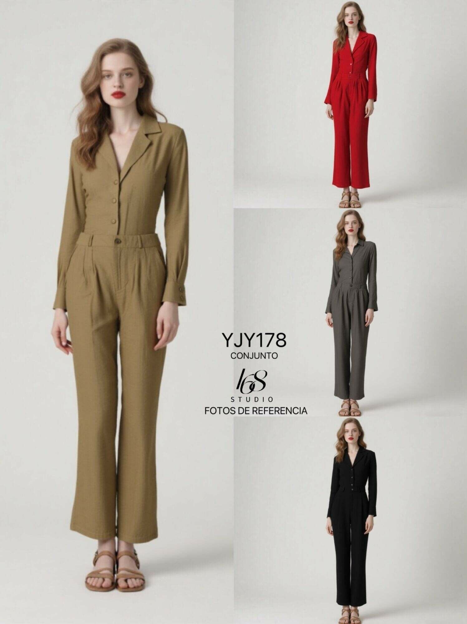 Mono de talle alto con cuello de blazer, estilo francés