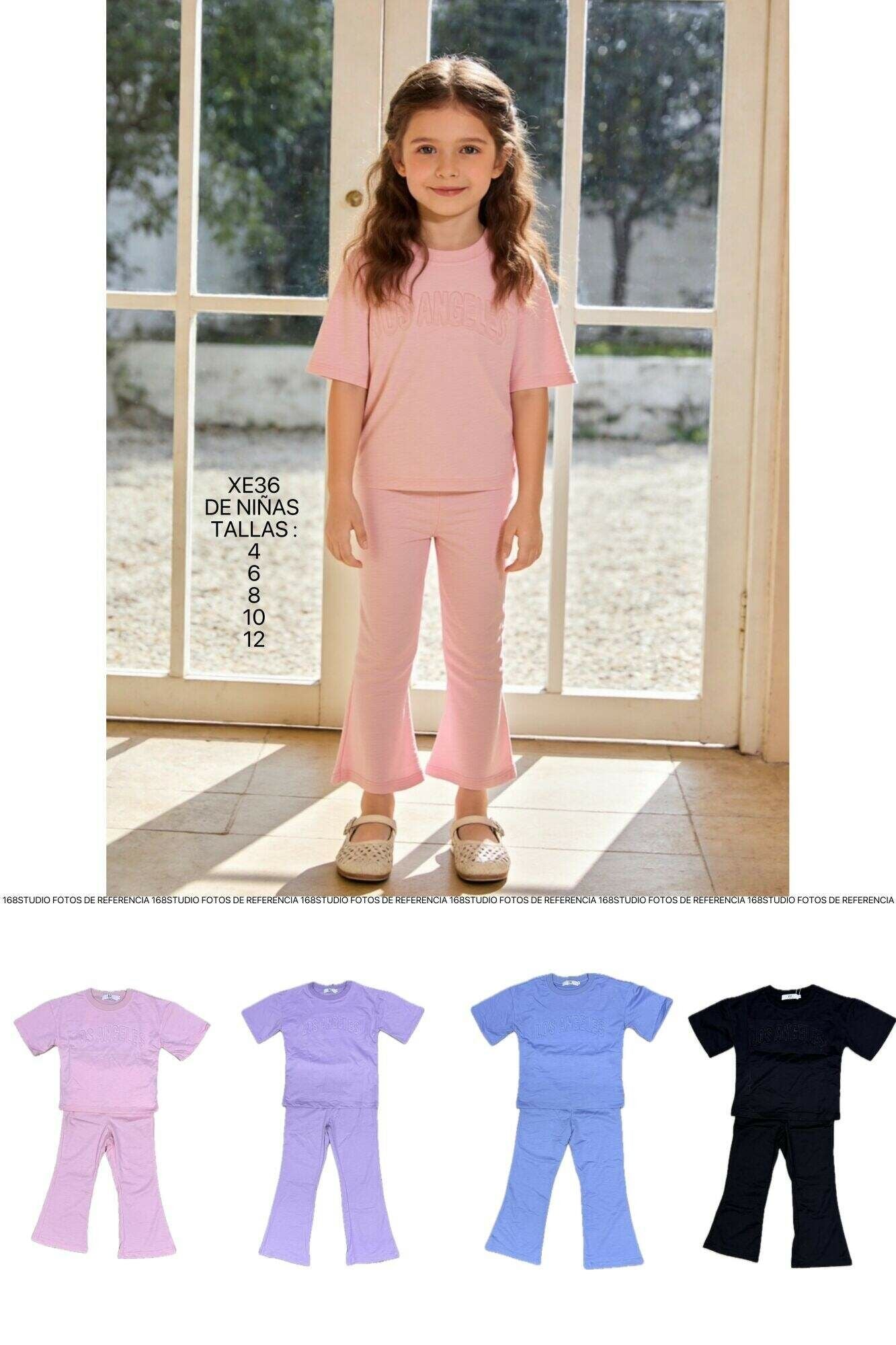 Conjunto Casual para Niñas - Camiseta de Manga Corta + Pantalones Acampanados