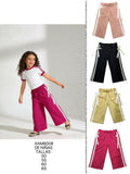 Pantalones anchos para niña XAM8008 con encaje lateral y lazos