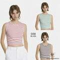 Blusa G58: top corto sin mangas a rayas, estilo retro americano